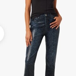 THE HONOR HIGH RISE‎ STRAIGHT ANKLE COATED INDIGO SLITHER